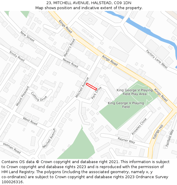 23, MITCHELL AVENUE, HALSTEAD, CO9 1DN: Location map and indicative extent of plot