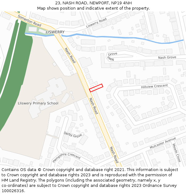 23, NASH ROAD, NEWPORT, NP19 4NH: Location map and indicative extent of plot