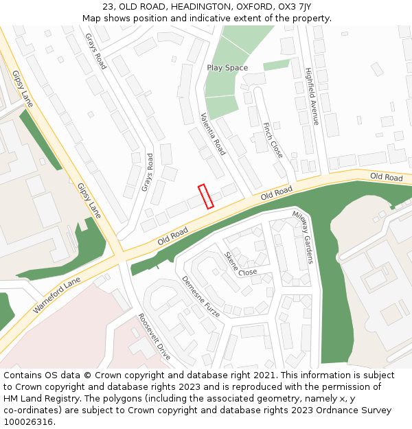 23, OLD ROAD, HEADINGTON, OXFORD, OX3 7JY: Location map and indicative extent of plot