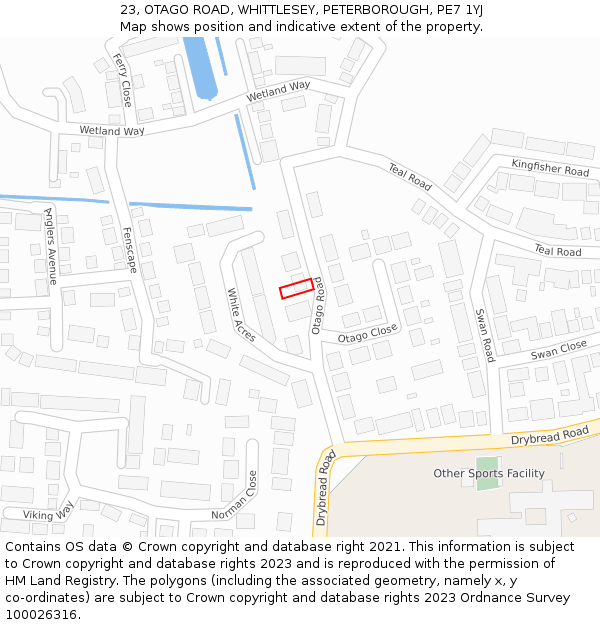 23, OTAGO ROAD, WHITTLESEY, PETERBOROUGH, PE7 1YJ: Location map and indicative extent of plot