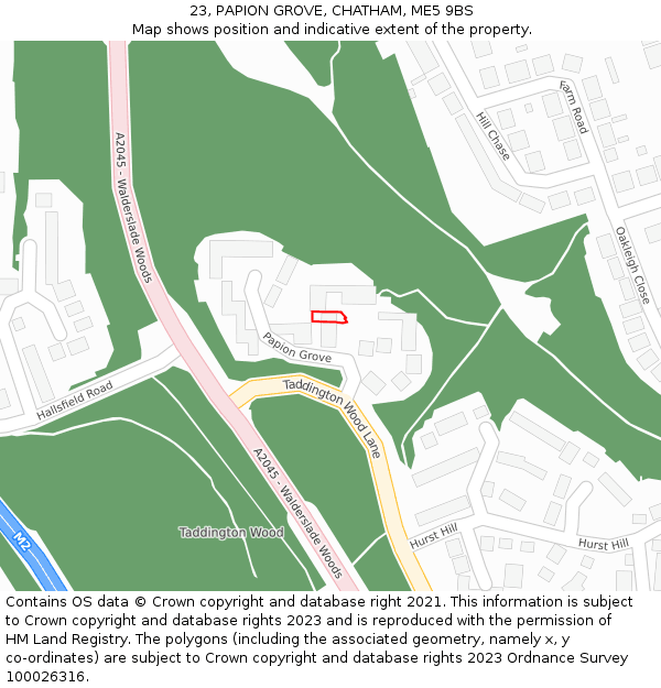 23, PAPION GROVE, CHATHAM, ME5 9BS: Location map and indicative extent of plot