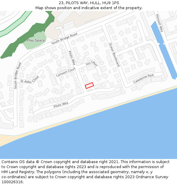 23, PILOTS WAY, HULL, HU9 1PS: Location map and indicative extent of plot