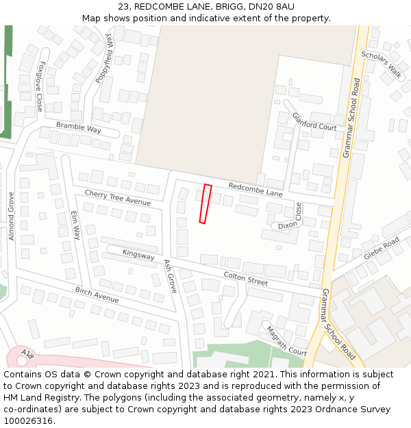 23, REDCOMBE LANE, BRIGG, DN20 8AU: Location map and indicative extent of plot