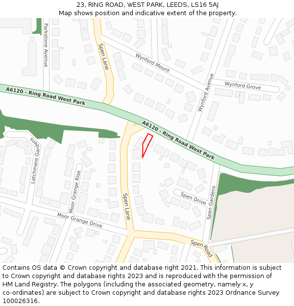 23, RING ROAD, WEST PARK, LEEDS, LS16 5AJ: Location map and indicative extent of plot