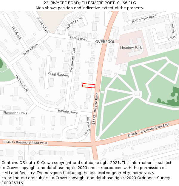 23, RIVACRE ROAD, ELLESMERE PORT, CH66 1LG: Location map and indicative extent of plot