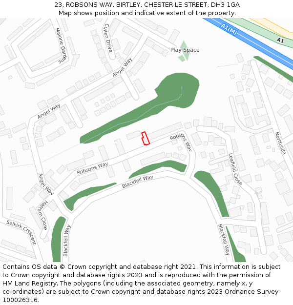 23, ROBSONS WAY, BIRTLEY, CHESTER LE STREET, DH3 1GA: Location map and indicative extent of plot