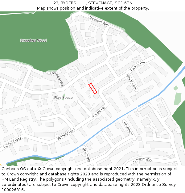 23, RYDERS HILL, STEVENAGE, SG1 6BN: Location map and indicative extent of plot