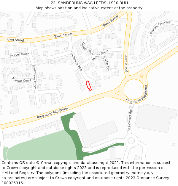 23, SANDERLING WAY, LEEDS, LS10 3UH: Location map and indicative extent of plot