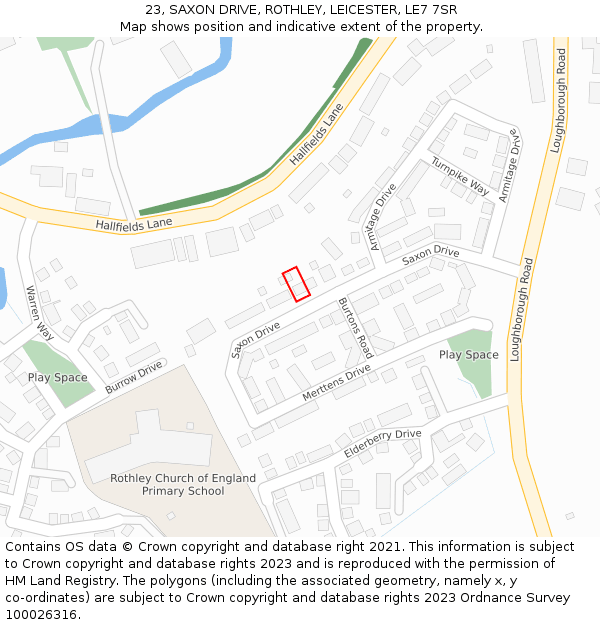 23, SAXON DRIVE, ROTHLEY, LEICESTER, LE7 7SR: Location map and indicative extent of plot