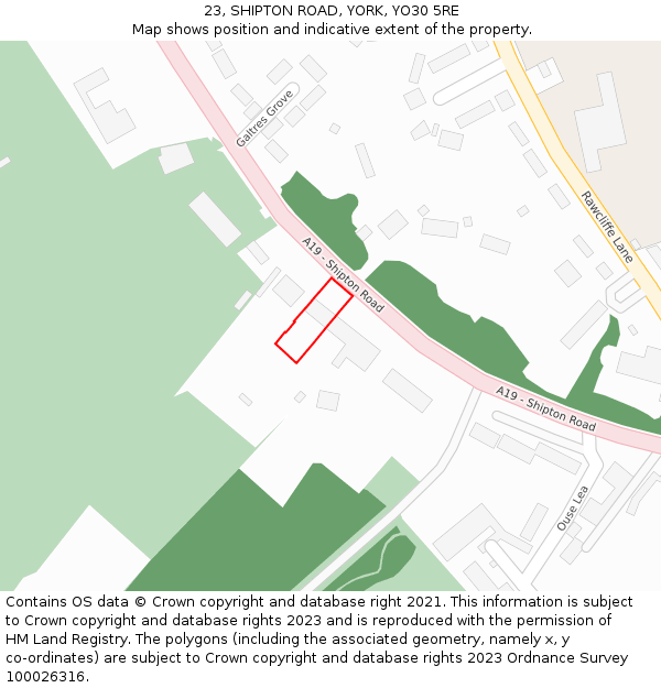 23, SHIPTON ROAD, YORK, YO30 5RE: Location map and indicative extent of plot