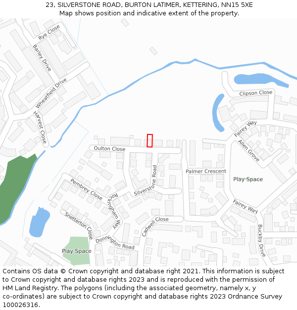 23, SILVERSTONE ROAD, BURTON LATIMER, KETTERING, NN15 5XE: Location map and indicative extent of plot