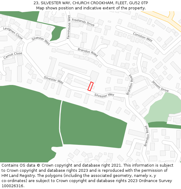 23, SILVESTER WAY, CHURCH CROOKHAM, FLEET, GU52 0TP: Location map and indicative extent of plot