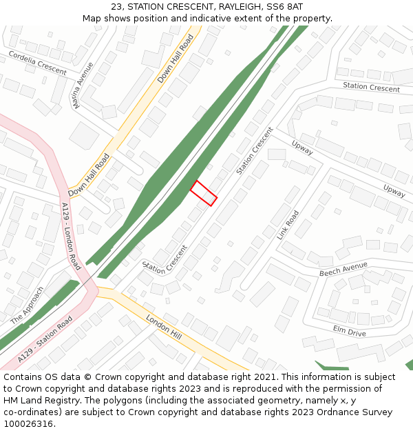 23, STATION CRESCENT, RAYLEIGH, SS6 8AT: Location map and indicative extent of plot