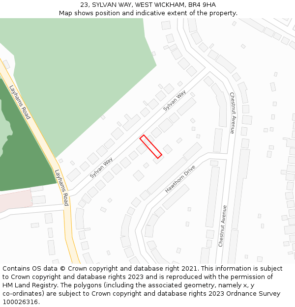 23, SYLVAN WAY, WEST WICKHAM, BR4 9HA: Location map and indicative extent of plot