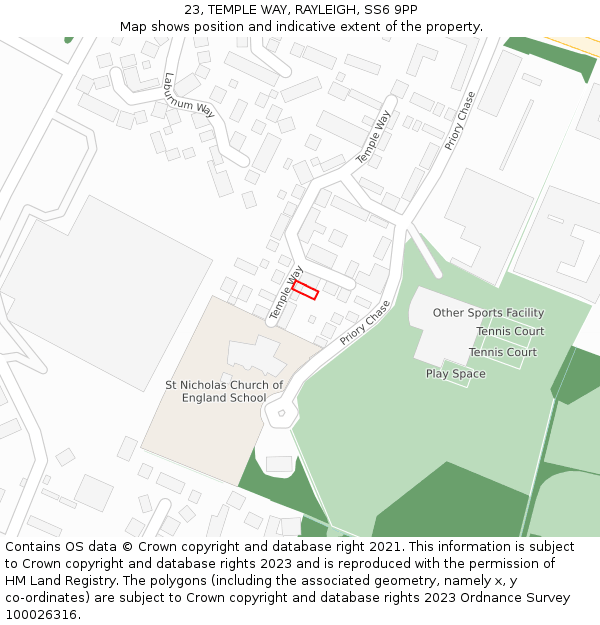23, TEMPLE WAY, RAYLEIGH, SS6 9PP: Location map and indicative extent of plot