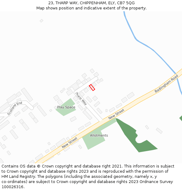 23, THARP WAY, CHIPPENHAM, ELY, CB7 5QG: Location map and indicative extent of plot