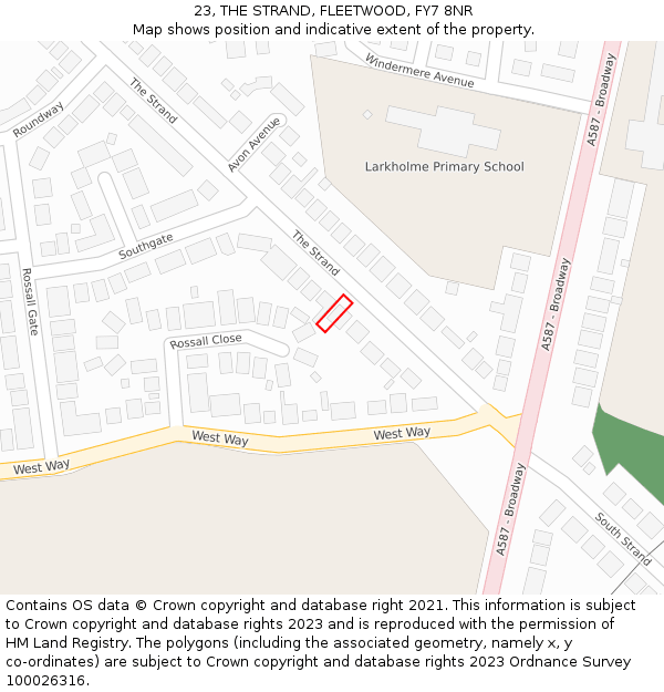 23, THE STRAND, FLEETWOOD, FY7 8NR: Location map and indicative extent of plot