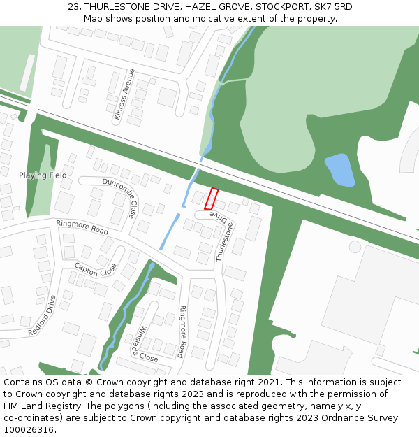 23, THURLESTONE DRIVE, HAZEL GROVE, STOCKPORT, SK7 5RD: Location map and indicative extent of plot