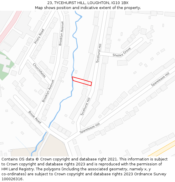 23, TYCEHURST HILL, LOUGHTON, IG10 1BX: Location map and indicative extent of plot