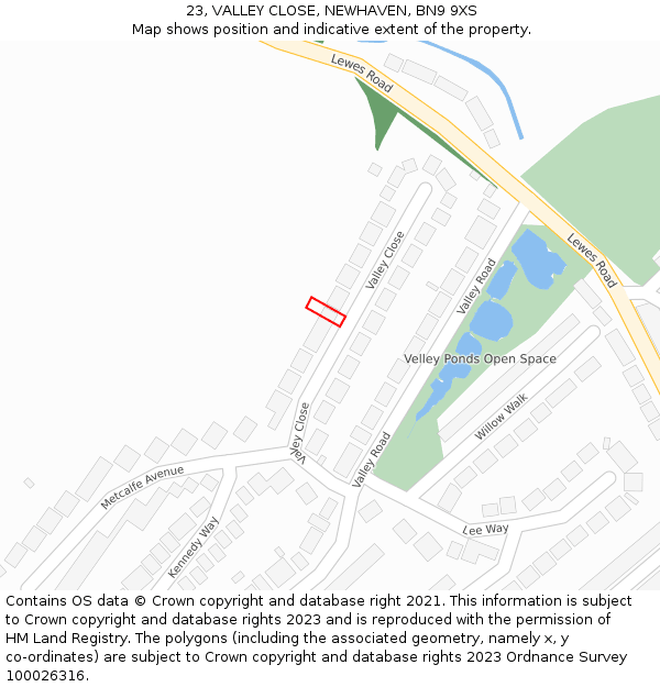 23, VALLEY CLOSE, NEWHAVEN, BN9 9XS: Location map and indicative extent of plot