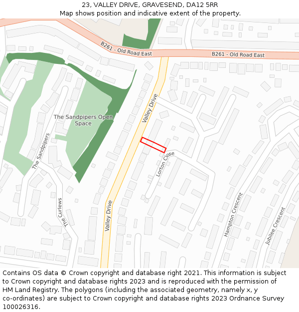 23, VALLEY DRIVE, GRAVESEND, DA12 5RR: Location map and indicative extent of plot