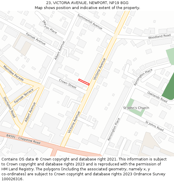 23, VICTORIA AVENUE, NEWPORT, NP19 8GG: Location map and indicative extent of plot