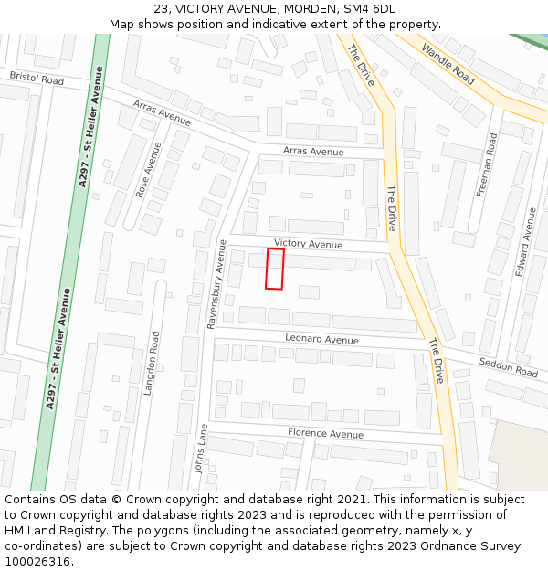 23, VICTORY AVENUE, MORDEN, SM4 6DL: Location map and indicative extent of plot