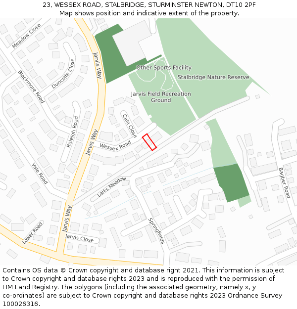 23, WESSEX ROAD, STALBRIDGE, STURMINSTER NEWTON, DT10 2PF: Location map and indicative extent of plot