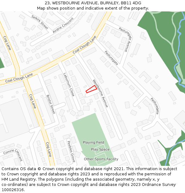 23, WESTBOURNE AVENUE, BURNLEY, BB11 4DG: Location map and indicative extent of plot