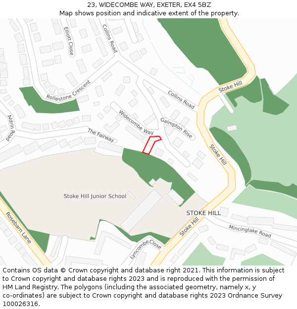 23, WIDECOMBE WAY, EXETER, EX4 5BZ: Location map and indicative extent of plot