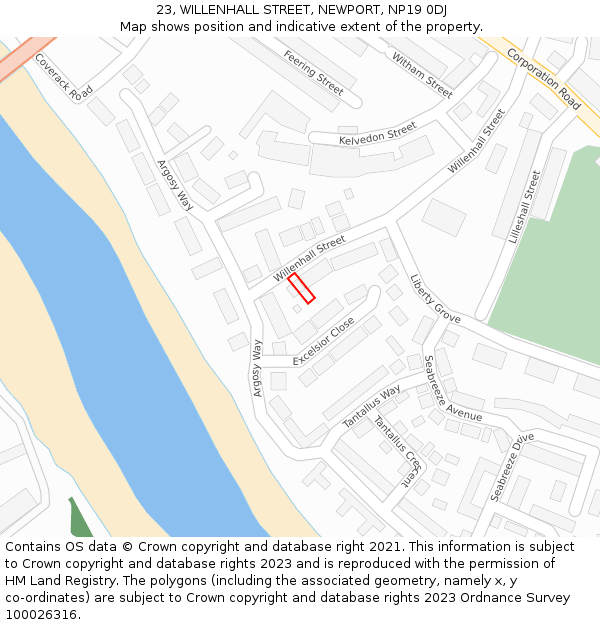 23, WILLENHALL STREET, NEWPORT, NP19 0DJ: Location map and indicative extent of plot