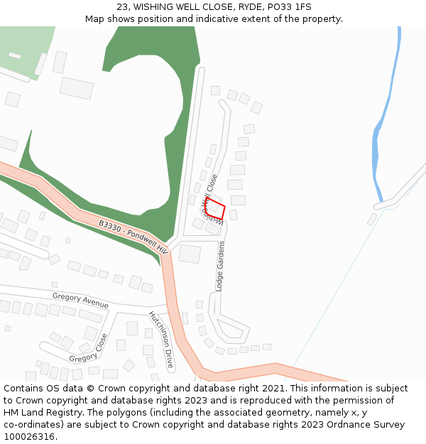 23, WISHING WELL CLOSE, RYDE, PO33 1FS: Location map and indicative extent of plot