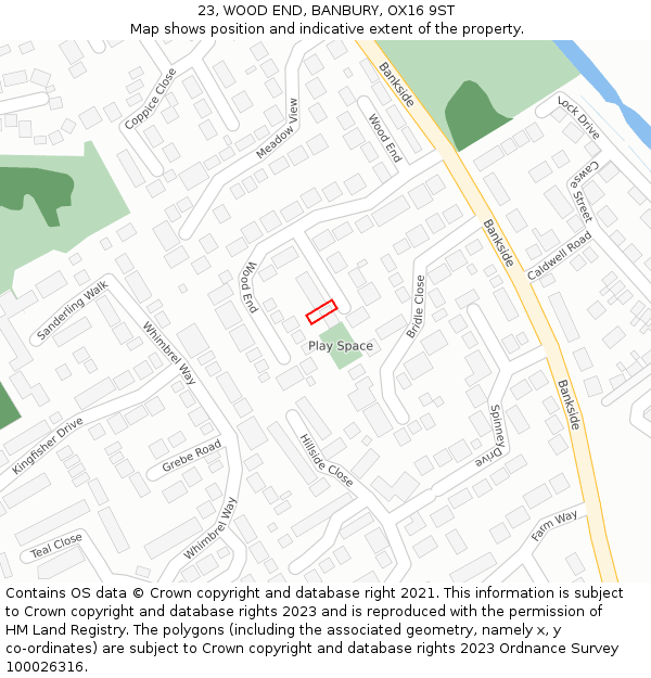 23, WOOD END, BANBURY, OX16 9ST: Location map and indicative extent of plot