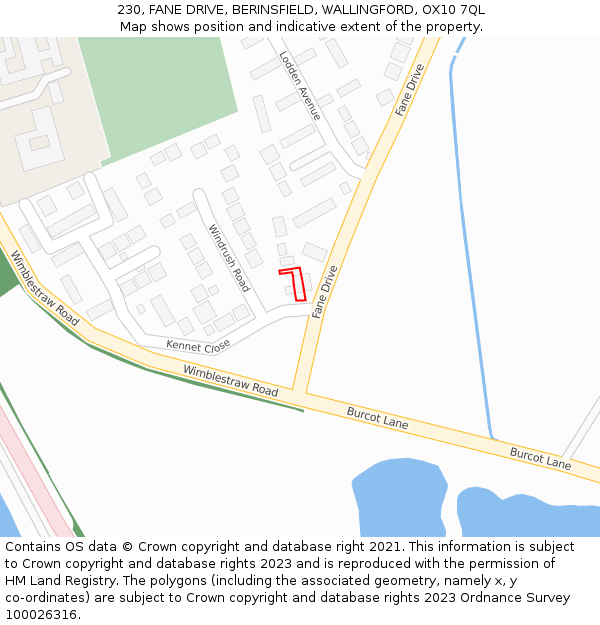 230, FANE DRIVE, BERINSFIELD, WALLINGFORD, OX10 7QL: Location map and indicative extent of plot