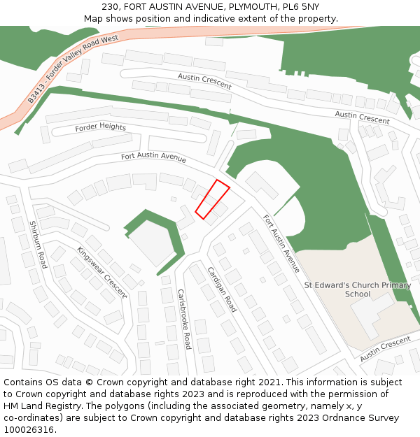 230, FORT AUSTIN AVENUE, PLYMOUTH, PL6 5NY: Location map and indicative extent of plot