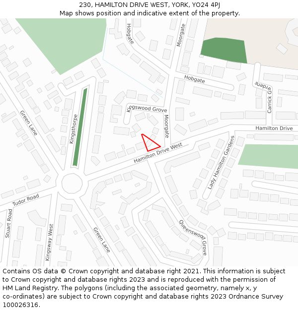 230, HAMILTON DRIVE WEST, YORK, YO24 4PJ: Location map and indicative extent of plot