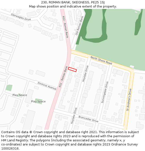 230, ROMAN BANK, SKEGNESS, PE25 1SJ: Location map and indicative extent of plot