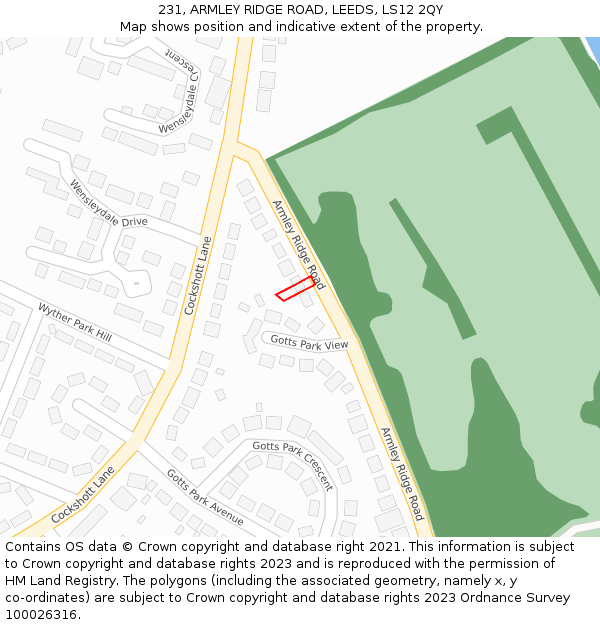 231, ARMLEY RIDGE ROAD, LEEDS, LS12 2QY: Location map and indicative extent of plot