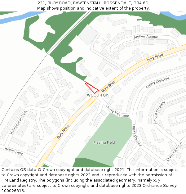 231, BURY ROAD, RAWTENSTALL, ROSSENDALE, BB4 6DJ: Location map and indicative extent of plot