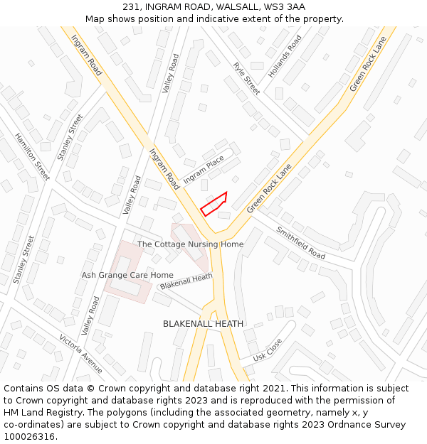 231, INGRAM ROAD, WALSALL, WS3 3AA: Location map and indicative extent of plot