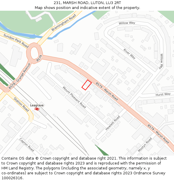 231, MARSH ROAD, LUTON, LU3 2RT: Location map and indicative extent of plot