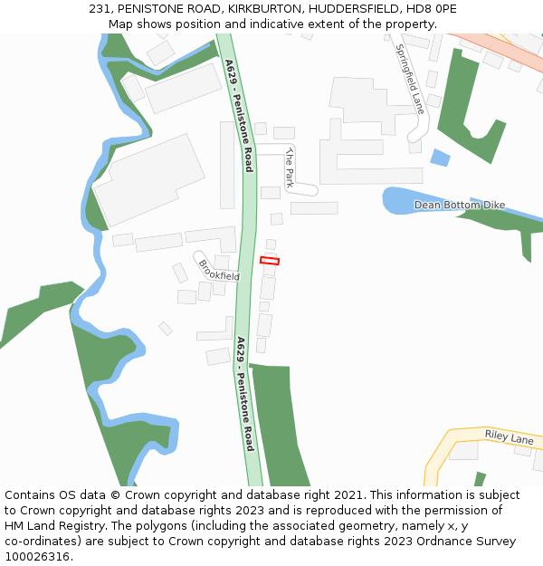 231, PENISTONE ROAD, KIRKBURTON, HUDDERSFIELD, HD8 0PE: Location map and indicative extent of plot