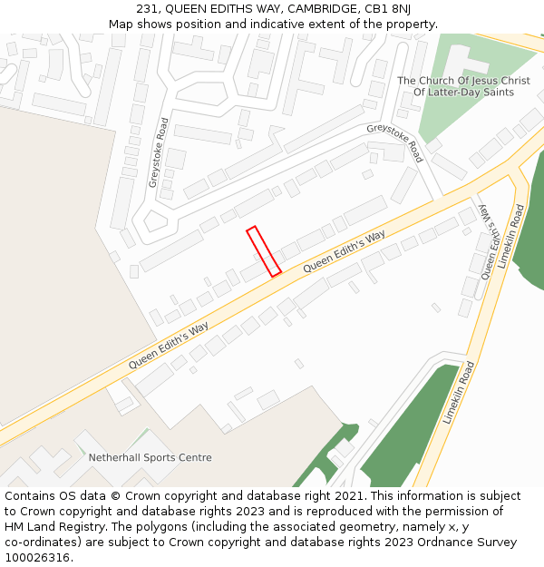 231, QUEEN EDITHS WAY, CAMBRIDGE, CB1 8NJ: Location map and indicative extent of plot