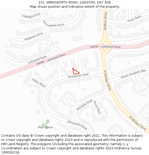 231, WIRKSWORTH ROAD, ILKESTON, DE7 4GE: Location map and indicative extent of plot