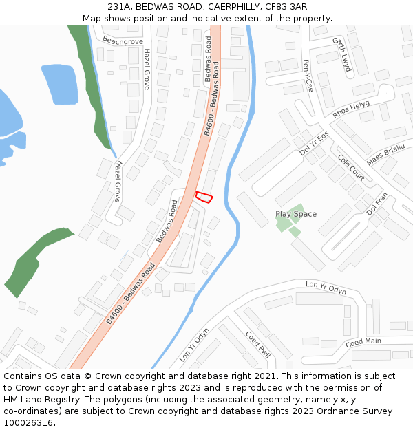 231A, BEDWAS ROAD, CAERPHILLY, CF83 3AR: Location map and indicative extent of plot