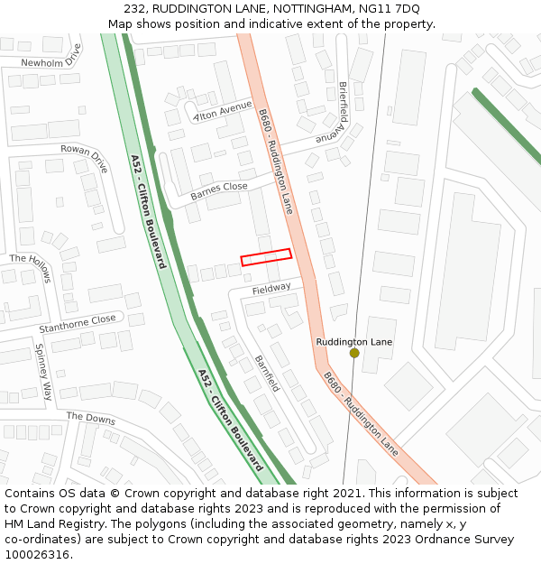 232, RUDDINGTON LANE, NOTTINGHAM, NG11 7DQ: Location map and indicative extent of plot