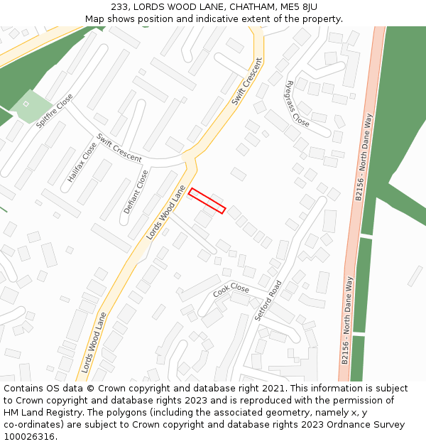 233, LORDS WOOD LANE, CHATHAM, ME5 8JU: Location map and indicative extent of plot