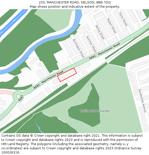 233, MANCHESTER ROAD, NELSON, BB9 7DG: Location map and indicative extent of plot