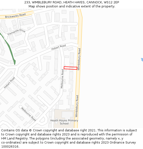 233, WIMBLEBURY ROAD, HEATH HAYES, CANNOCK, WS12 2EP: Location map and indicative extent of plot