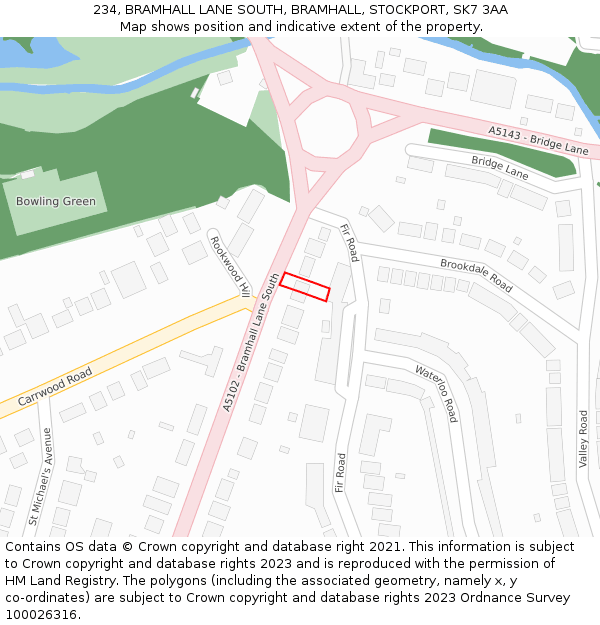 234, BRAMHALL LANE SOUTH, BRAMHALL, STOCKPORT, SK7 3AA: Location map and indicative extent of plot